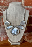 Kenzie Ivory Mother of Pearl Iridescent Stone Statement Necklace