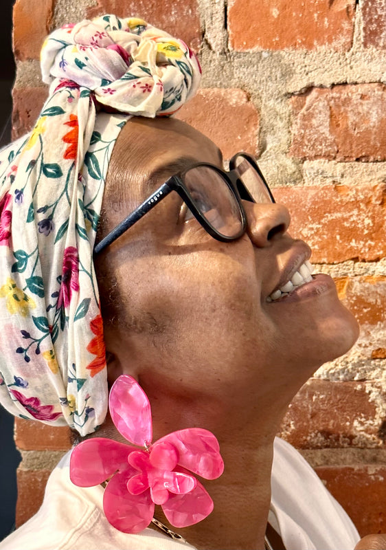 Exaggerated Pink Resin Flower Drop Earrings