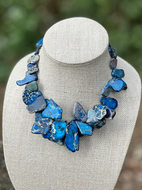 Crackle Blue Jasper Multi-Layer Statement Necklace