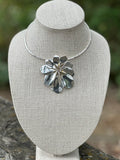 Sculptural Flower Pendant Silver Necklace