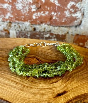 Multi-Row Peridot Chips Bracelet in Sterling Silver