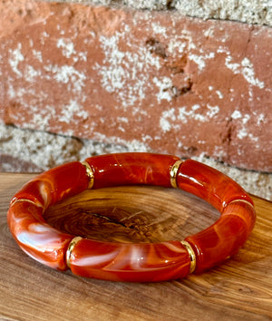 Coral Hued Linked Resin Bracelet