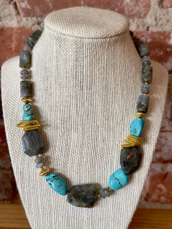 Turquoise Labradorite Statement Necklace