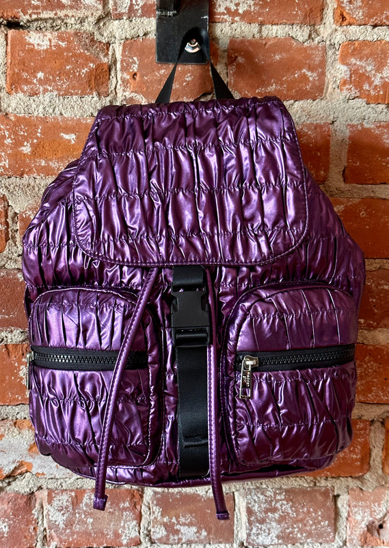 Nylon Metallic Purple Backpack