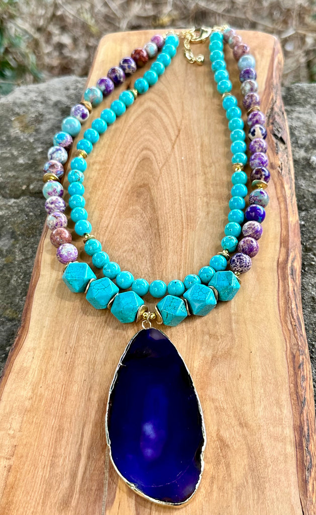 In Bloom Purple Agate Statement Necklace