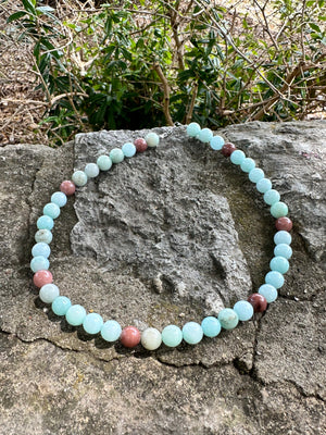 Multi-Color Aquamarine Quartz Beaded Necklace