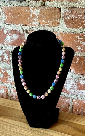Retro Pastel Multi-Color Rainbow Beaded Necklace