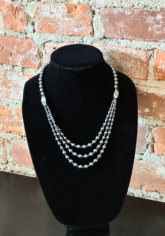 Hematite Beaded Layered Necklace