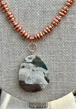 Jasper and Copper Pendant Long Statement Necklace