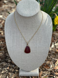 Bronze & Bordeaux Quartz Pendant Necklace