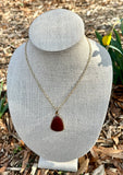 Bronze & Bordeaux Quartz Pendant Necklace