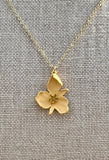 Yellow Enamel Flower Rhinestone Pendant Necklace
