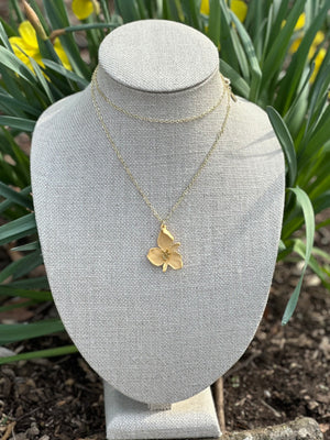 Yellow Enamel Flower Rhinestone Pendant Necklace