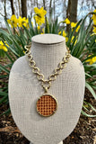 Gold-Tone Leather Pendant Necklace