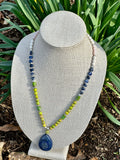 Lime Jasper & Lapis Pendant Necklace