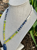 Lime Jasper & Lapis Pendant Necklace