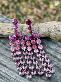 Ombre Pink Crystal Chandelier Drop Earrings