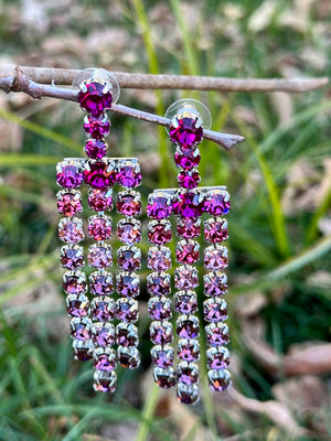 Ombre Pink Crystal Chandelier Drop Earrings