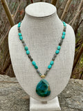 Mixed Magnesite and Labradorite Agate Pendant Necklace