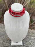 Red Magnesite Wrap-Around Endless Beaded Necklace