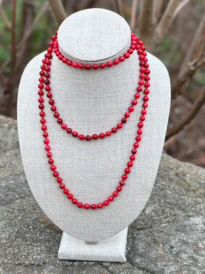 Red Magnesite Wrap-Around Endless Beaded Necklace