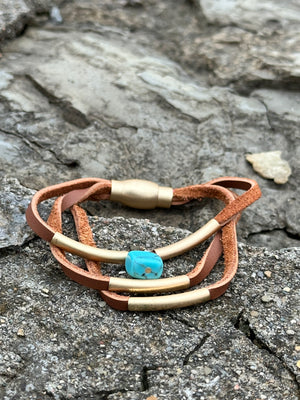 3-Strand Leather Magnetic Bracelet