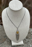 Gold & Hematite Tassel Chain and Orbital Lucite Pendant Necklace