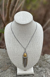 Gold & Hematite Tassel Chain and Orbital Lucite Pendant Necklace