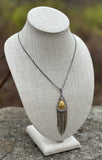 Gold & Hematite Tassel Chain and Orbital Lucite Pendant Necklace