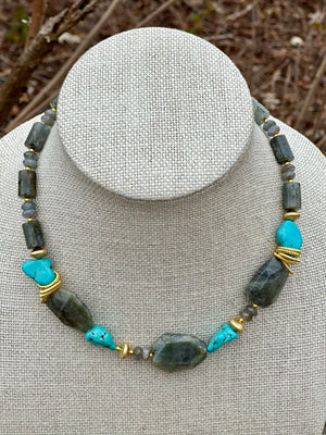 Turquoise Labradorite Statement Necklace