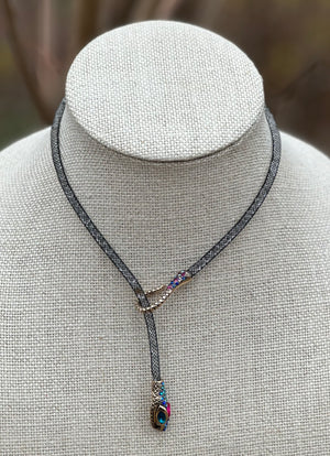 Jeweled Multi-Color Snake Hook Necklace