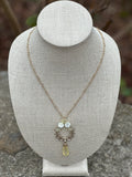 Flower Stone Drop Pendant Necklace