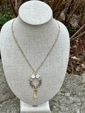 Flower Stone Drop Pendant Necklace