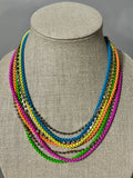 Betsey Johnson Nostalgic Multi-Color Multi-Row Chain Necklace