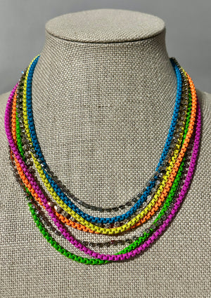 Betsey Johnson Nostalgic Multi-Color Multi-Row Chain Necklace