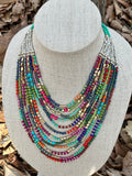 Mixed Media Multi-Color Beaded Necklace