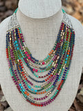 Mixed Media Multi-Color Beaded Necklace