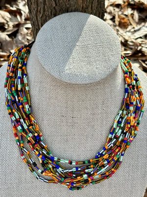 "Color Me with Joy" Multi-Color Shape and Bead Necklace