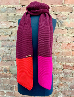 Vince Camuto Tri-Color Ruby Wine Colorblock Scarf