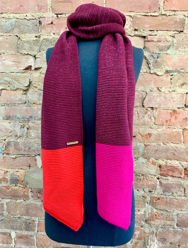 Vince Camuto Tri-Color Ruby Wine Colorblock Scarf