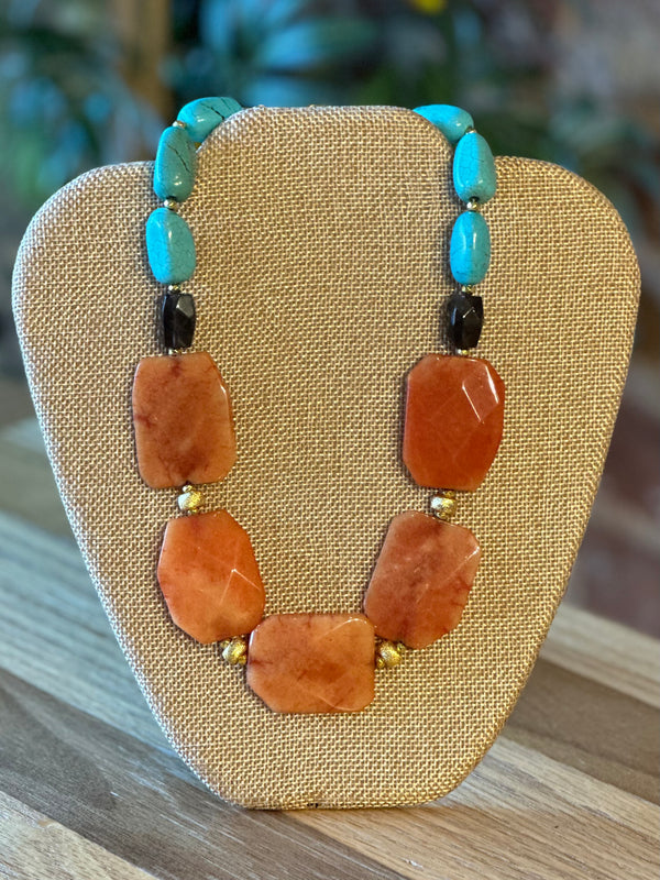 Earth Rocks Orange Magnesite Statement Necklace