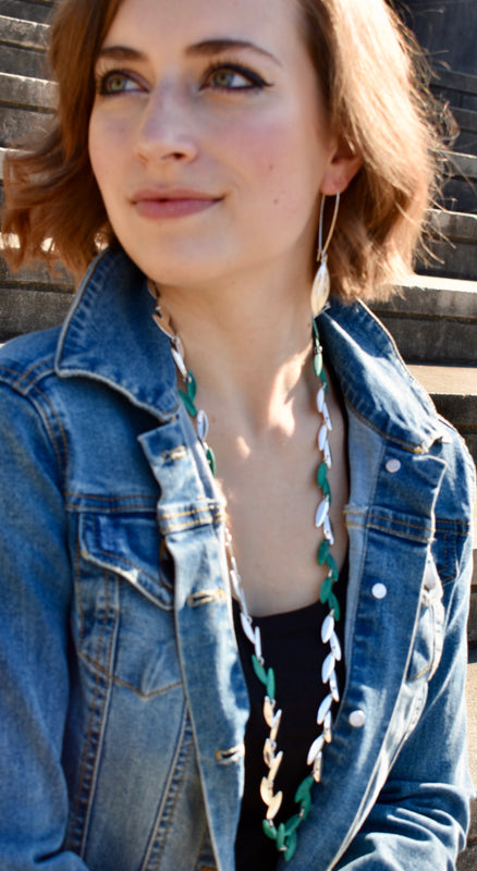 Robert Lee Morris Soho Silver & Patina Long Torsade Leaf Strand Necklace