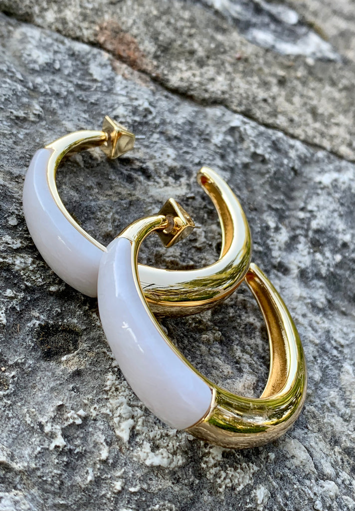 Thorns & Horns Semi-Precious Stone and Gold Hoop Earrings
