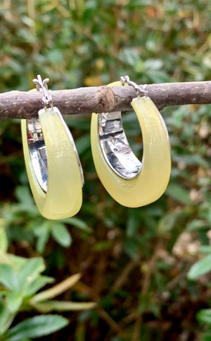 Vince Camuto Green Resin Hoop Earrings