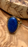 Lapis & Bronze Oval Statement Ring Size 8