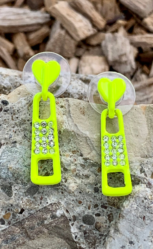 Betsey Johnson Yellow Zipper Drop Earrings