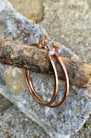 Vince Camuto Rose Gold CZ Stud Hoop Earrings