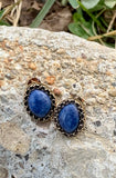 Blue Lapis & Bronze Stud Earrings