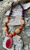 Multi-Stone Fuchsia Pendant Necklace