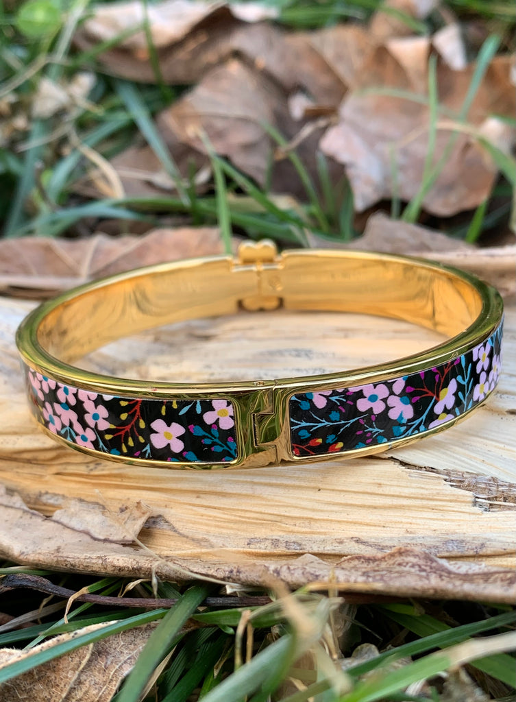 Multi-Color Flower Printed Bangle Bracelet